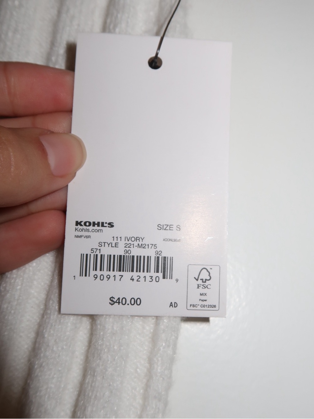 Kohl's Cream Ribbed Knit Midi Skirt - Picture 2 of 2